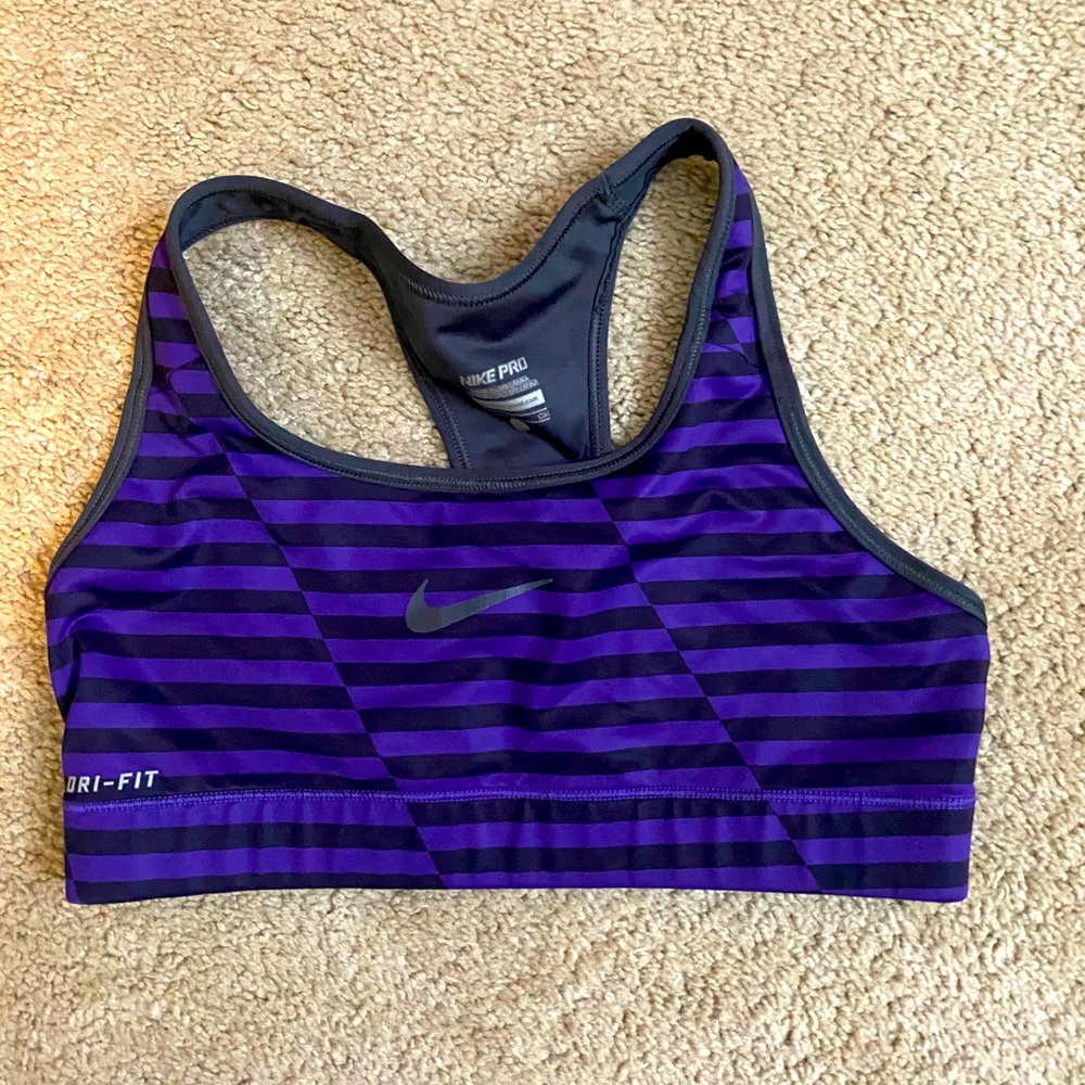 Purple and black Nike sports bra